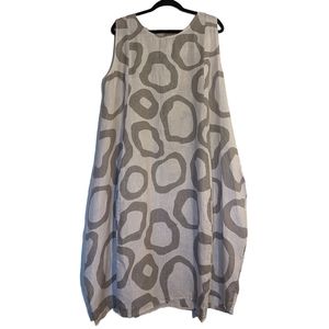 Meo Meli Made in Italy 100% Linen Tank Dress Beige/Tan Size XL